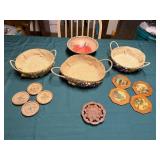 Vintage Woven Lined Straw Baskets & More