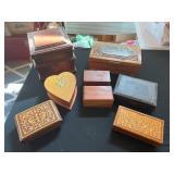 Large collection of wooden boxes