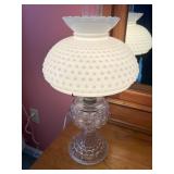 Antique Hobnail Milk Glass Hurricane Lamp