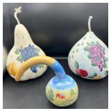 Hand painted Trio of Gourds