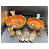 Mexican Pottery Set and Native American Pieces