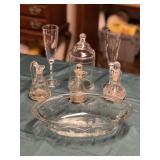 Vintage Cruet Bottles, Champagne Glasses..