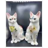 Pair of Ceramic Hand Painted Cats