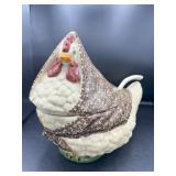 Vintage Blue Stipple Rooster Soup Toureen