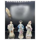 Porcelain Victorian Lamp & Figurines