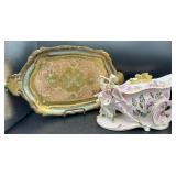 Antique Bisquick Pink Carriage Figurine & More