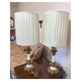 Pair of Vintage Brass Table Lamps with Shades