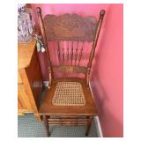 Antique Pressed Back Chair w/Cane Seat