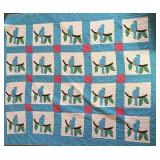 Reversible Blue Bird Quilt - Handmade