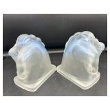 Pair of Federal Glass Co Frosted Glass Horses
