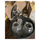Large lot of canning jars & canning pot