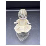Antique Miniature Porcelain Doll on Stand
