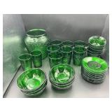 Vintage Emerald Green Sandwich Glass