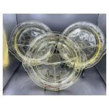 Three Divided Vaseline Glass Plates