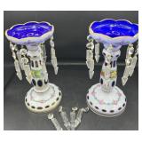 Vintage Pair of Bohemian Overlay Lusters