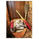Flower Basket, Magazines & Brooms