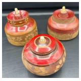 Collection of Hand-carved Treen Wood Boxes