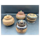 Collection of Hand-carved Treen Wood Snuff Boxes