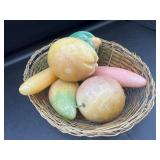 Vintage Stone Alabaster Assorted Fruit & Bowl