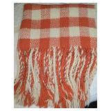 Salmon & Cream Wool Throw
