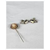 Cameo Pin And Earrings