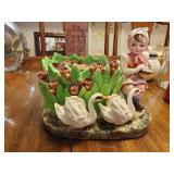 Vintage Planter With Swans