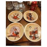 4 Christmas Norman Rockwell Plates