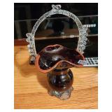 Hand Blown Art Glass Basket
