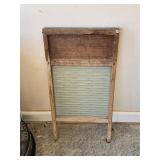 Vintage Wooden Wash Board With Glass