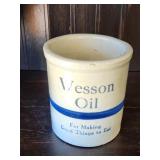 Vintage Wesson Oil Advertising Crock