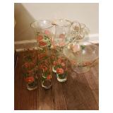 Pink Rose Crystal Glassware Set