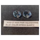 Aquamarine Blue Color Quartz (Pair)