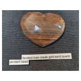 Faceted Man-Made Gold Sand Quartz Pendant Bead