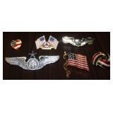 American Flag & Aviation Wing Pins