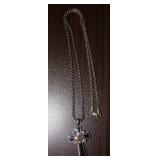 Vintage Italian Rope Chain 925 w/ Cross Pendant