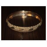 10K Gold Vintage Etched Bangle Bracelet
