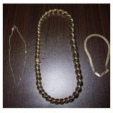 3pc. 14K Gold Necklace & Bracelets