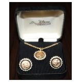 Disney Mickey Mouse Coin Necklace & Earrings