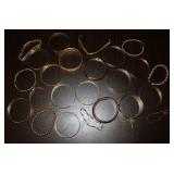 Large Collection of Gold Tone Bracelets