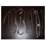 Large Collection of Sterling Silver Necklaces