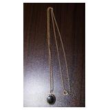 12K Gold Chain Necklace w/ Black Stone