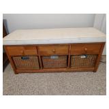 Storage Bench with Baskets & Contents