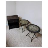 2 Folding End Tables, 1 Wooden End Table
