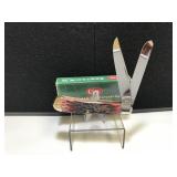 Case Trapper Cranberry Bone Handle Script