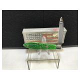 Case Teardrop Bright Green Bone Handle