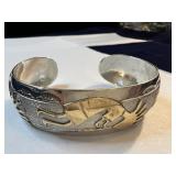 Joe Corbet Navajo Sterling Silver Kokopelli Cuff