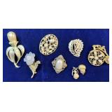 Gold Tone and Pearl Vintage Brooches