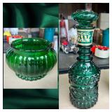 Jim Bean Emerald Decanter & Forest Green Bowl