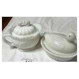 Duck on Nest and Fenton Sugar Bowl