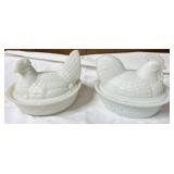 Pair of Rooster & Hen on Nests